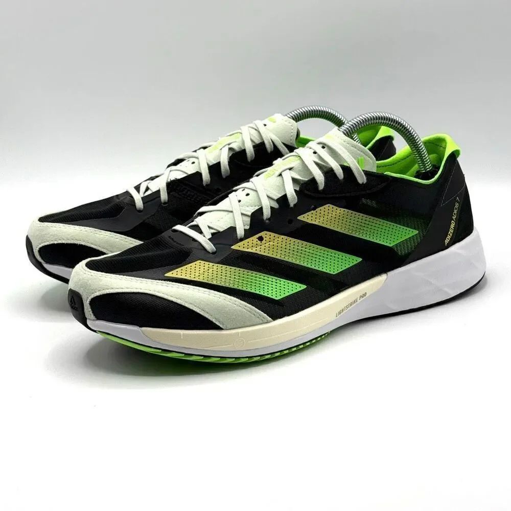 Adidas Adizzero Adios 7 Sneakers in Beam Yellow Solar Green - US Men’s 10 / FR 4